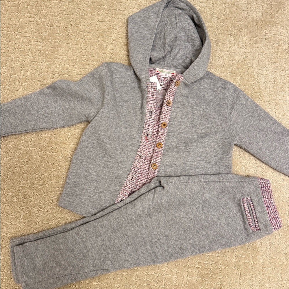Bonpoint Gray Hooded Jacket and Pants Set in size 3